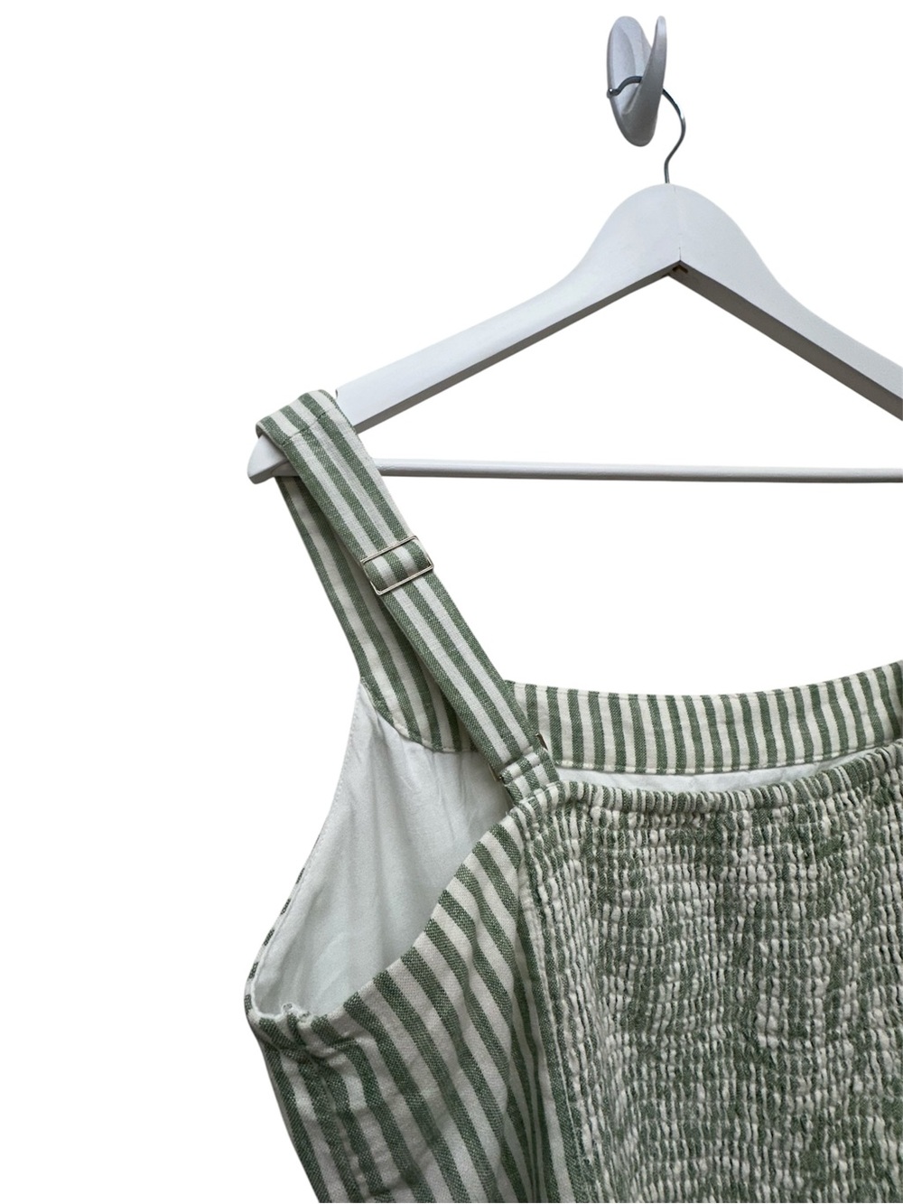 Abercrombie & Fitch Womens Stripe Crop Top Tank Smocked Back Green White Size XL - Picture 5 of 8